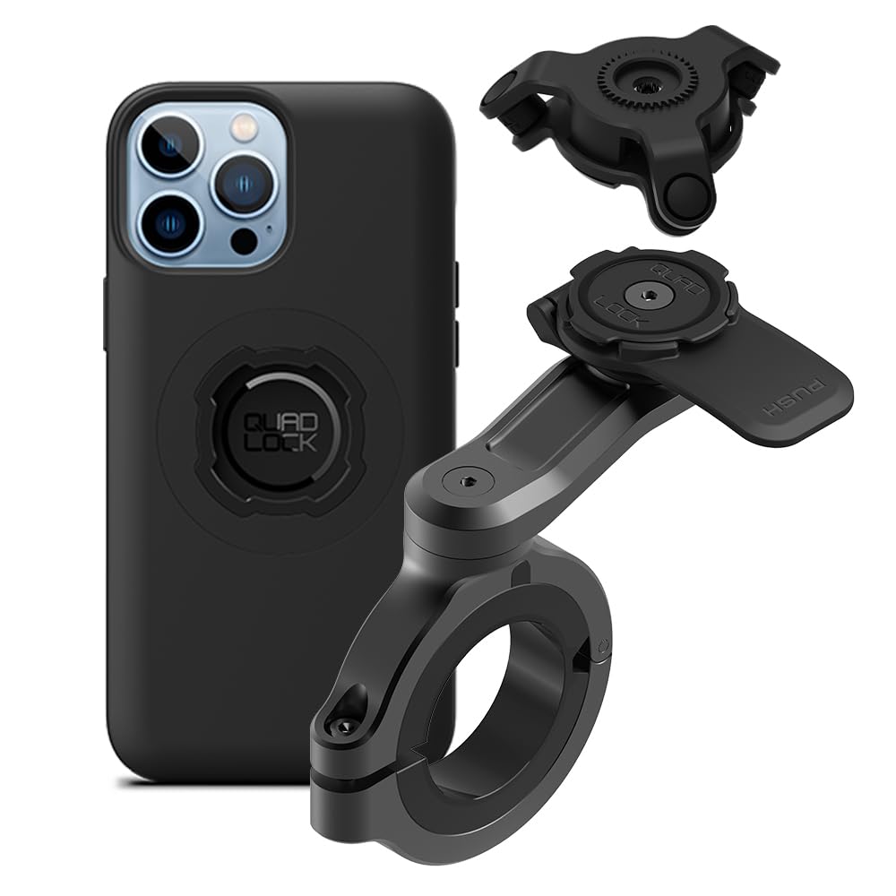 Quad Lock Motorcycle Handlebar Phone Mount PRO - Large with Vibration Dampener and MAG Phone Case for iPhone 13 Pro Max