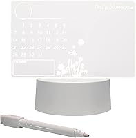 Vista 3 de Rewritable Led Light Drawing Board, Clear White Led Message Board with Light, Acrylic Led Note Board Light Up Calendar with Stand for Desk Fridge #