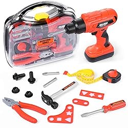 Elitoky Kids Tool Box Set – 16 PCS Pretend Play Tool Toys for Toddler, Kids Electric Power Drill Toy Construction Tool…