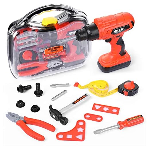 Elitoky Kids Tool Box Set - 16 PCS Pretend Play Tool Toys for Toddler, Kids Electric Power Drill Toy Construction Tool Kit Accessories Gift for Girls Boys Ages 3 , 4, 5, 6, 7 Years Old