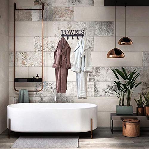 MINCORD Towel Racks 5 Hooks Black Metal Wall Mount Rustproof and Waterproof Towel Holder for Bathroom Towels-Robes, Bedroom Clothing, Kitchen Storage Organizer Rack, Pool Towel Hooks - Thumbnail 4