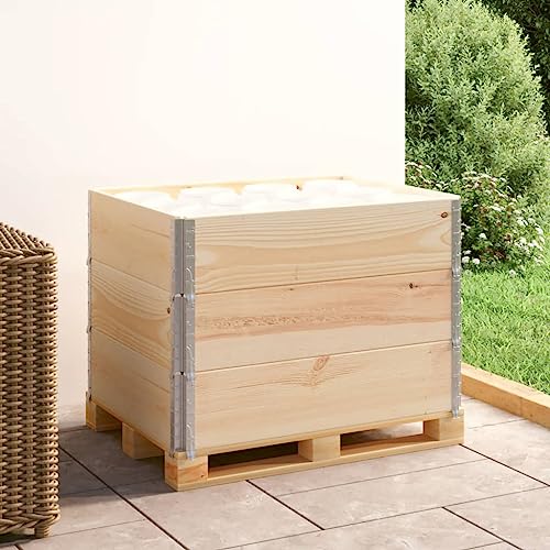 SKM Pallet Collars 3 pcs 60x80 cm Solid Pine Wood (Weight-19KG)