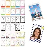 30er-Pack 7,6-cm Fotorahmen-Sticker, kompatibel mit Fujifilm Instax Mini EVO/LiPlay/SE/12/11/9/8/7S/40/41/70/50S/90 & Polaroid – 2×3 Sofortbildrahmen, selbstklebende klare Mini-Filmsticker