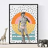 HECHO EN ESPAÑA Nacnic Lámina Collage Pop Art David en la playa poster papel 250 gr. Tamaño A4 Sin marco