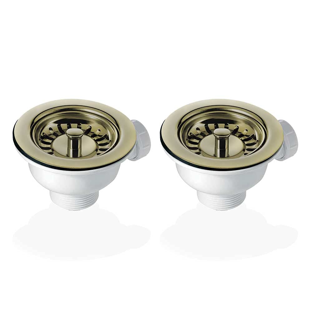 Astini Bronze 2X 90Mm Basket Strainer Waste For Rak, Rangemaster Ceramic Sink