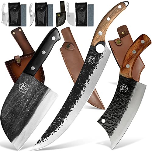 Xyj Full Tang Kitchen Knives Handmade Forging Butcher Knife Serbian Chef Knife For Kitchen Camping Or Outdoor Bbq #TOP12