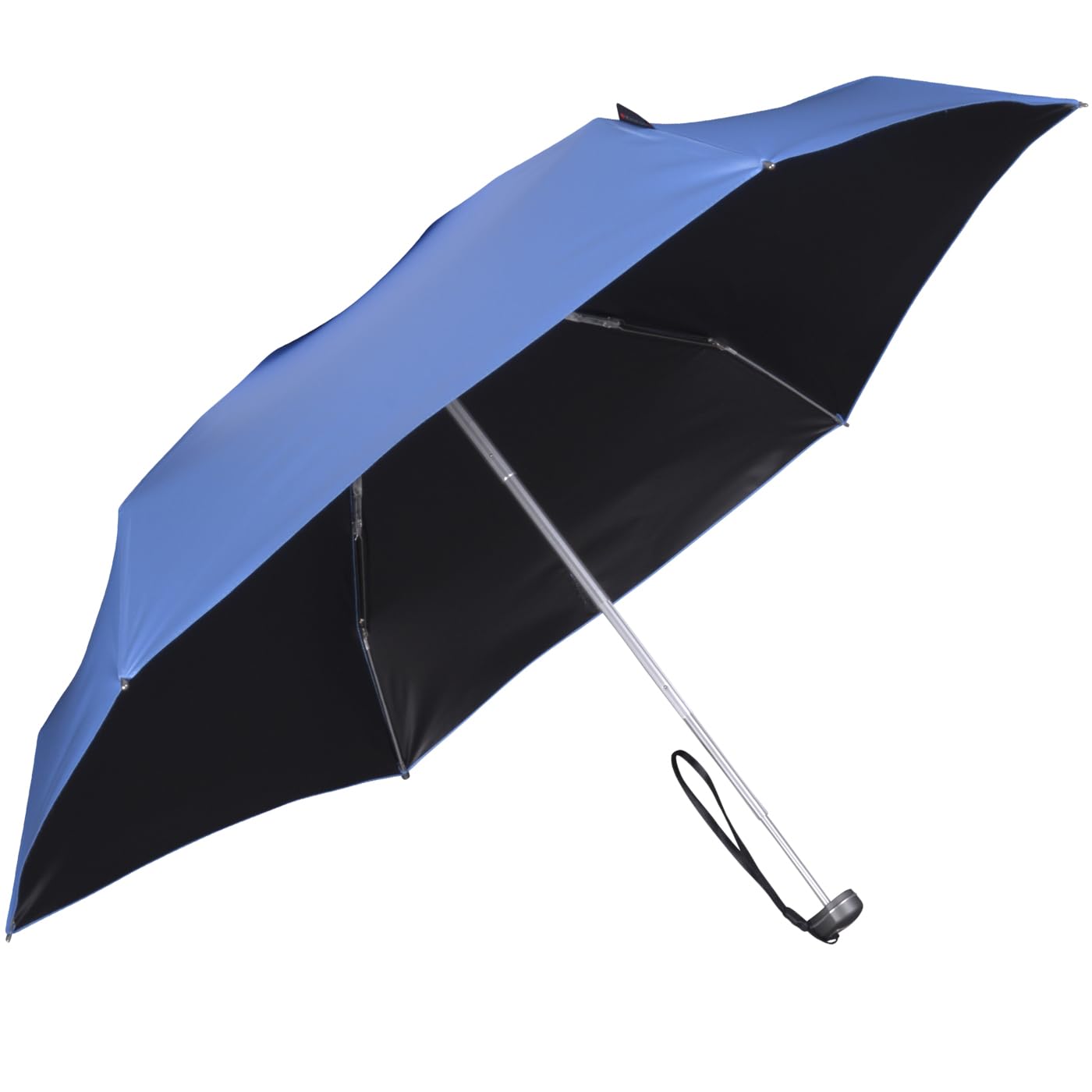 Knirps Ombrello tascabile da viaggio, Blu - rivestimento nero - protezione UV, 93