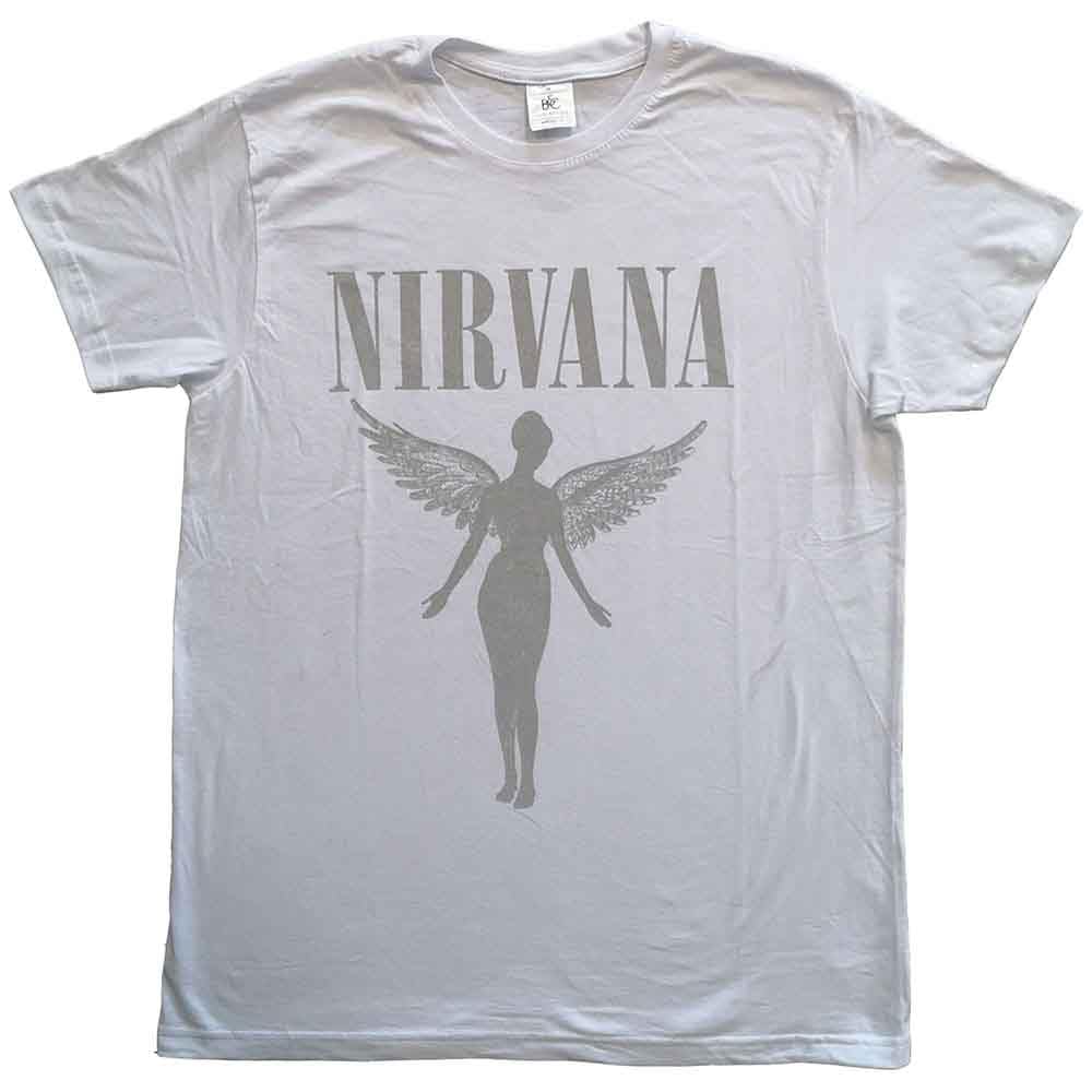 Rock Off Officially Licensed Products Men's White Nirvana In Utero Tour Official Tee T-Shirt Unisex (Medium)