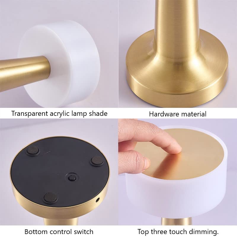 Leroxo Portable LED Table Lamp,3 Color Touch Control Rechargeable Lamp,3-Levels Brightness Room Decor Desk Lamp,Bedside Lamp,Night Light for Kids Nursery, Nightstand Lamp,Dining Room Lamp (Rose Gold)