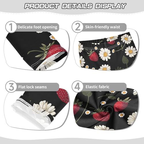 Daisy Red Strawberry Girls Casual Leggings for Kids Printed Long Pant Bottoms Stretch and Soft3