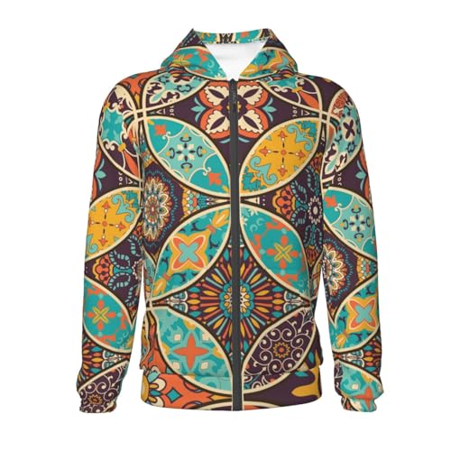 Mandala Flower Element Kids Pullover Hoodies Boys Zip Up Sweatshirts Girls Athletic Clothes with Pocket2