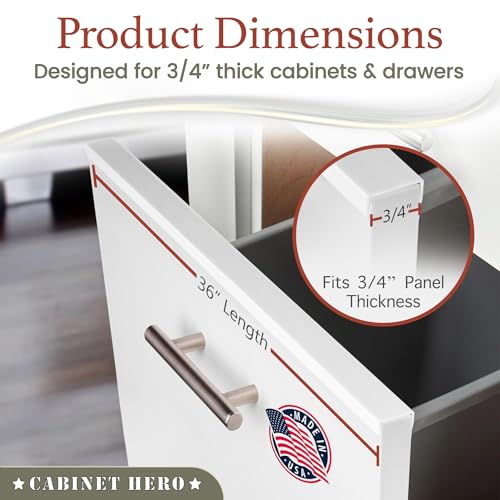 Image of Cabinet Hero Slimline Cabinet Edge Protector - Prevents Chipping, Wear, Discoloration - Drawer Edge Guard, Bumper for Drawer - Easy Slip-On Installation - 3 /4 inch Thick, 36 inch Length, White, Pack of 4