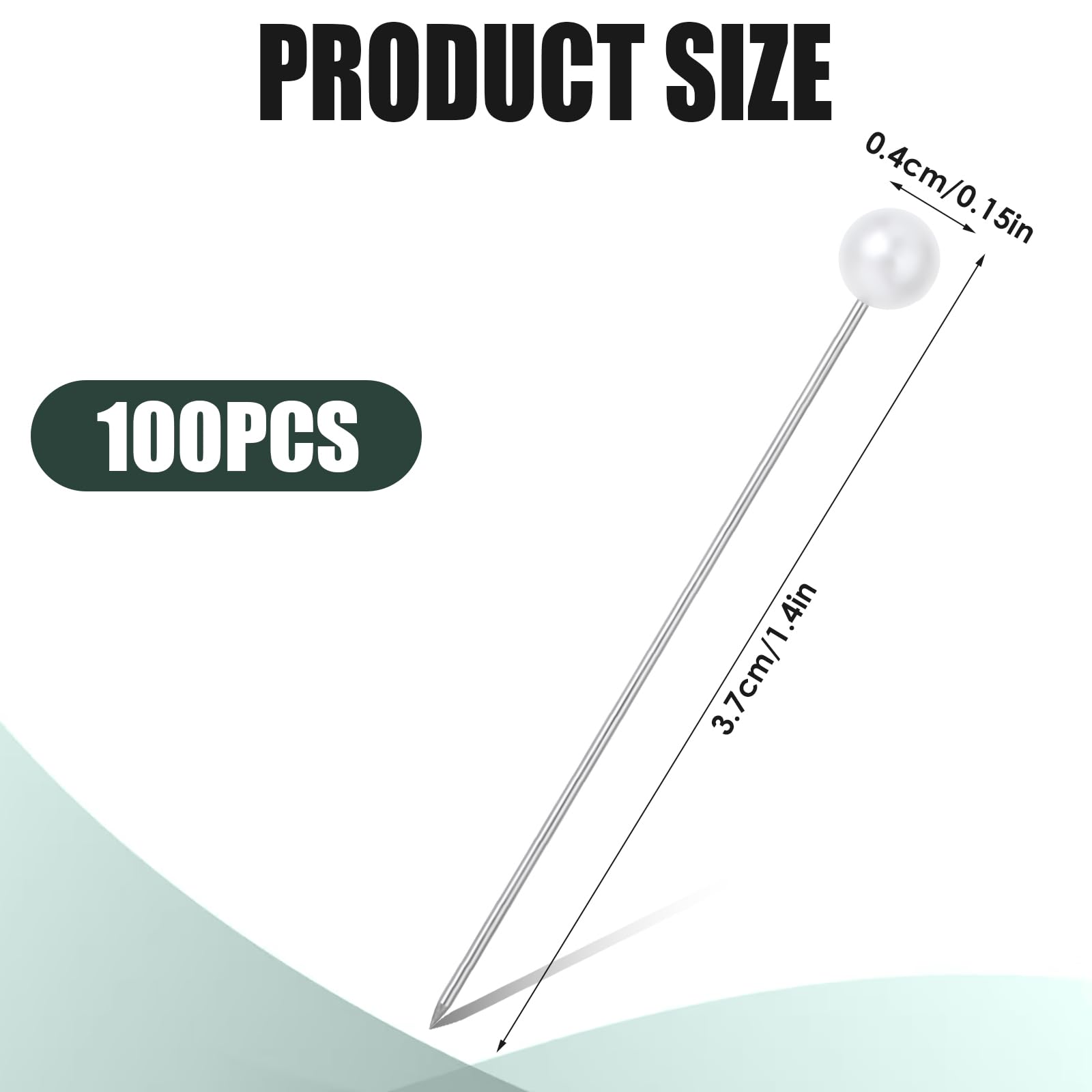 Lot de 100 épingles à coudre en perles blanches à tête droite pour travaux manuels, couture, couture, loisirs créatifs, décoration florale de mariage