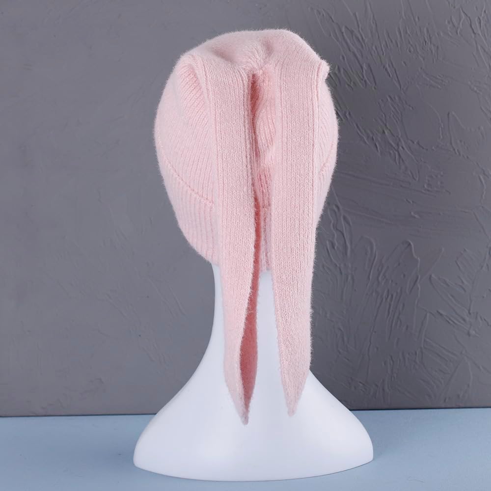 Bunny Beanie Hats for Women Cute Rabbit Beanie Crochet Hats Winter Cap Warm Skull Cap Outdoor Ski Slouchy - Image 3