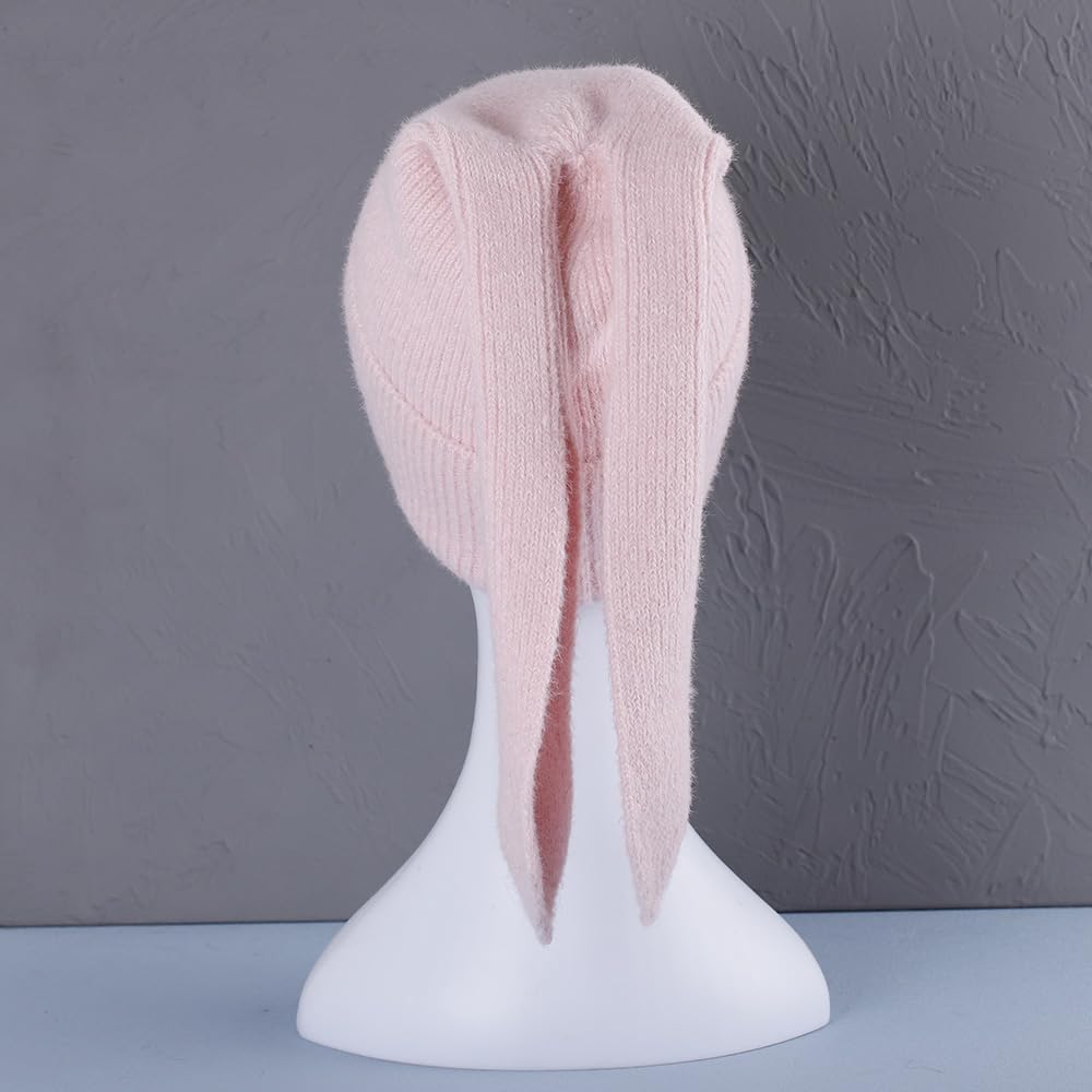 Damen-Hasenmütze, süße Hasenmütze, Häkelmütze, Wintermütze, warme Beanie-Mütze, Outdoor-, Ski-, Freizeitmütze