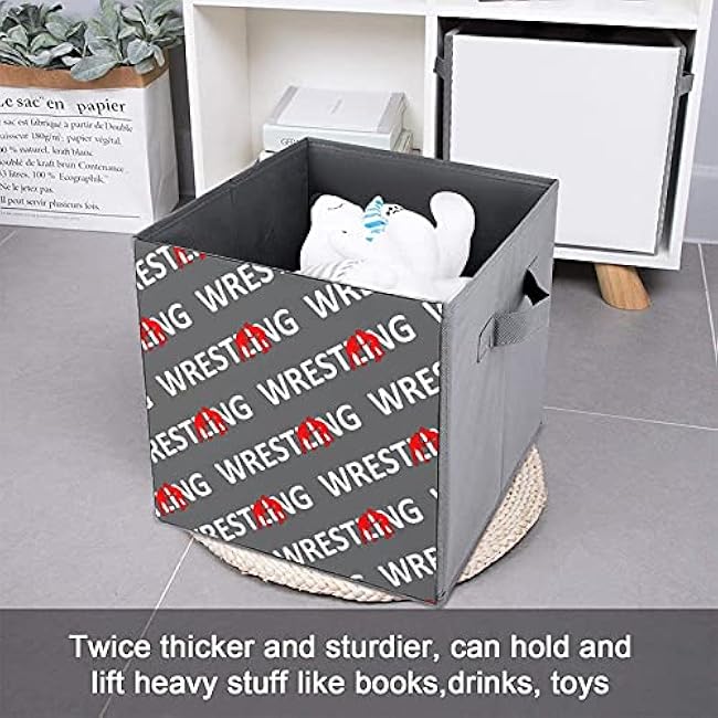 Wrestling PU Storage Box Organizing With Handles Basket Bins For Closet Toy