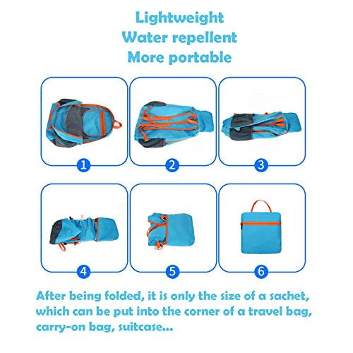 Mochila deportiva ligera plegable 20L Lywencom azul miniatura 5