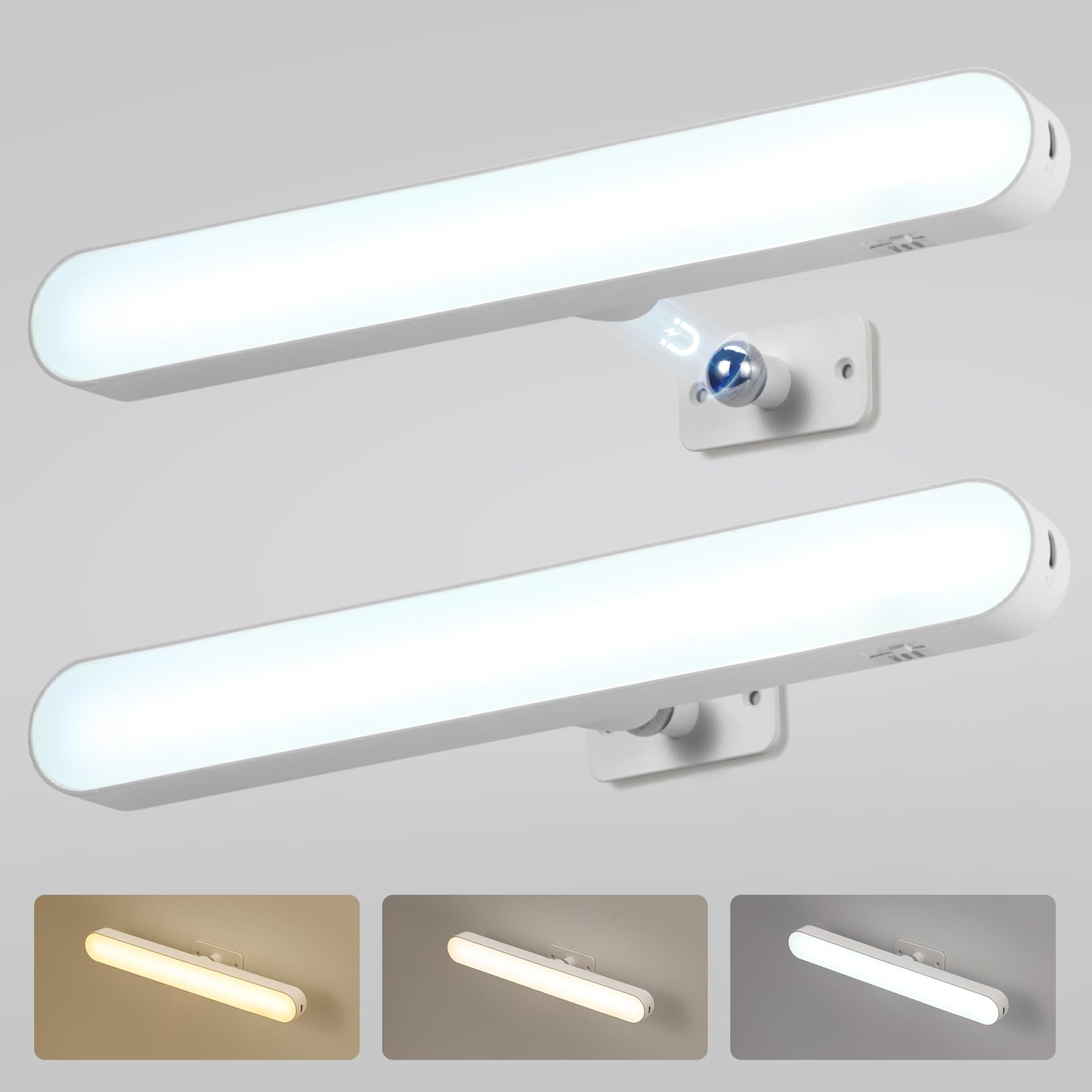 Combuh Luz para Tocador de Maquillaje Lues Espejo Baño Sin Cable Sin Instalación, Autonomía 14 Días 4000mAh Lampara LED Espejo Recargable con Usb 3 Temperaturas de Color Ajustables 2 Unidad