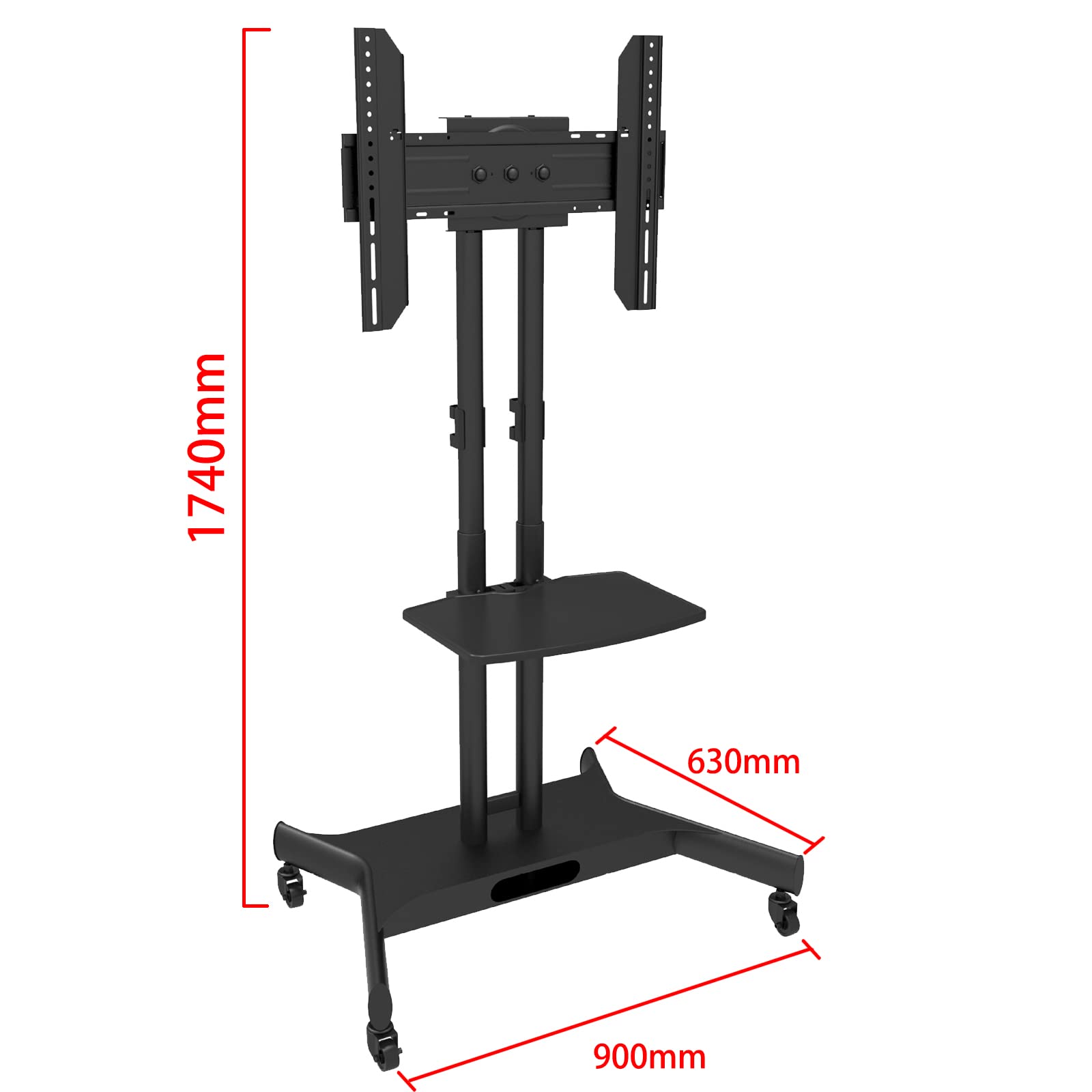 SRHIMEOS Chariot Meuble TV avec Roulette Support Télé Pied Pivotant de 32 à 65" – Mobile TV de Plancher Robuste – Anti Basculement et Ultra Stable – Fixation VESA 600x400mm