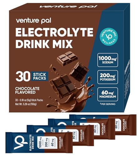Venture Pal High Sodium Electrolyte Powder Packets | Sugar Free Hydration Drink Mix with Sodium Potassium Magnesium & Vitamins | Zero Calorie | Keto Vegan & Paleo Friendly | 30 Sticks