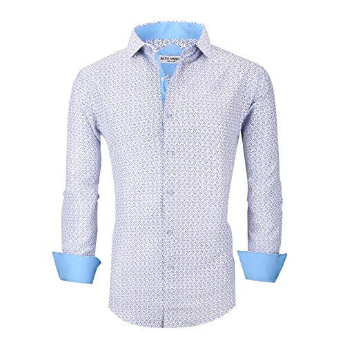 Alex Vando Mens Printed Dress Shirts Long Sleeve Regular Fit Button Down Shirt