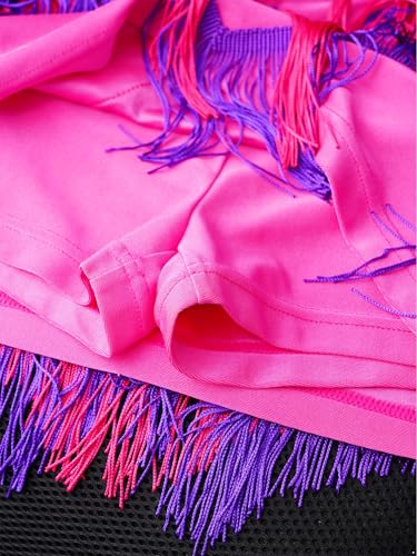 Costume Danse Latine Fille Paillettes Franges Rose Robe Samba 11-12 Ans