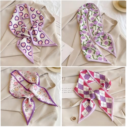 8Pcs Scarves for Women,Head Scarf Hair Neck Scarve,Handbags Ponytails Handle Fashion Accessory 35.4"×2.4"2