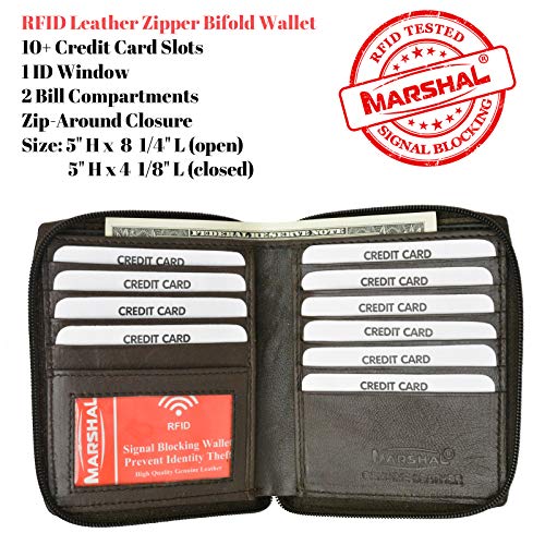 RFID Blocking Mens Premium Soft Leather Zippered ID Wallet2