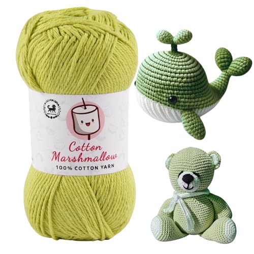 Image of NESTNHAVEN Cotton Marshmallow 100% Cotton Yarn - (50 g, 130 m) - Luxury Yarn for Crochet, Amigurumi, Embroidery, Toys, Garments, Flowers and Hobby Projects (Parrot Green)
