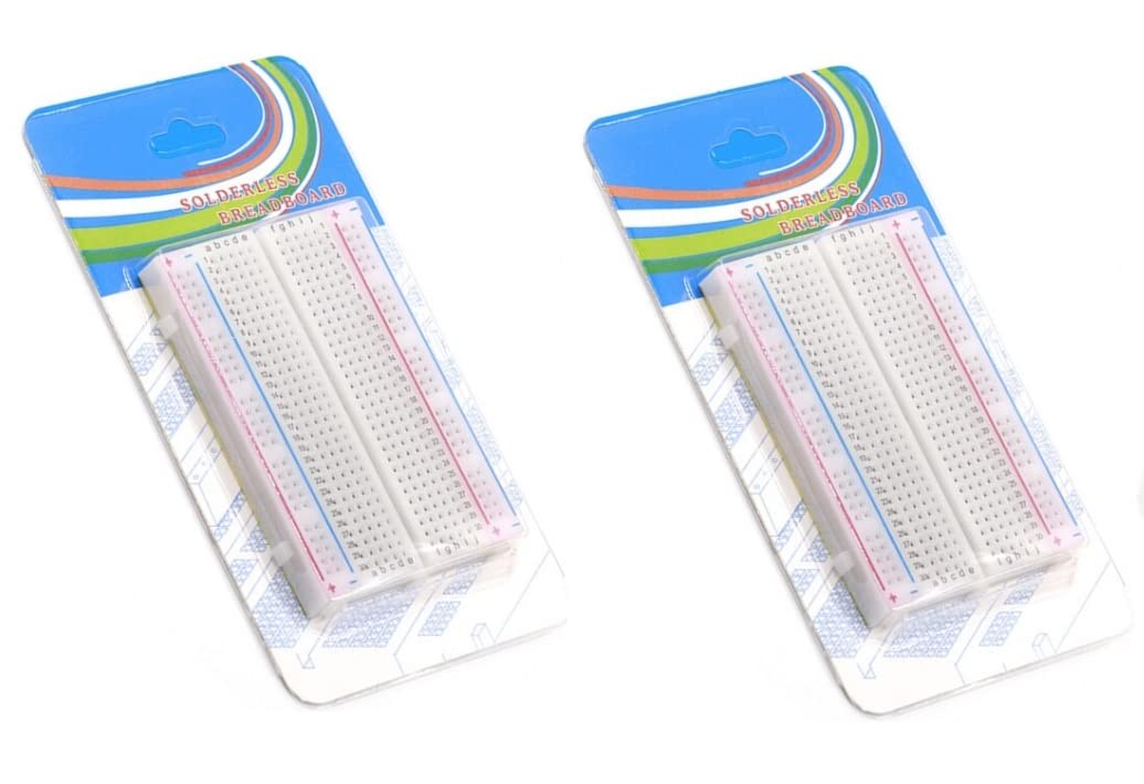 ControllersTech 2x 400 tie points Solderless Nickel Plated Bread Board Or Solderless Pieces PCB circuit, Self Adhesive Bread board for DIY Projects (Pack of 2)