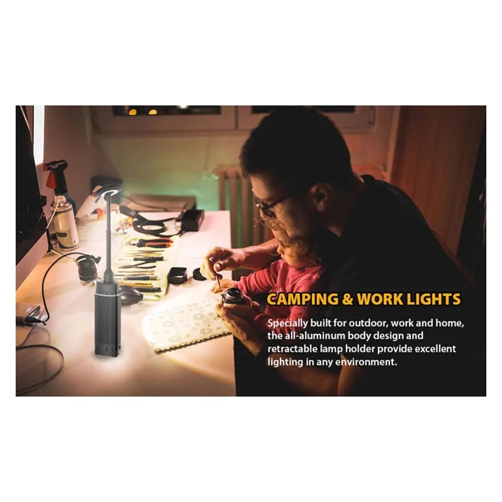 Tragbare Campinglaterne, Teleskopische LED-Arbeitsleuchte, Wiederaufladbar über USB, für Outdoor-Angelzelt, Notlampe mit Stativ