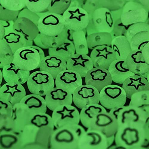 500pcs 4x7mm Glow in The Dark Acrylic Beads for Friendship Bracelets Jewellery Making, Glowing Graphic Beads, Small - Image 2