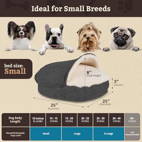 Image of Snoozer Cozy Cave Dog Bed, Round Covered Dog Bed, Merlin Pewter (S)