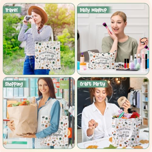 Image of Y1tvei Canvas Bags Gifts, Tote Bag with Makeup Pouch, Birthday Party Favors