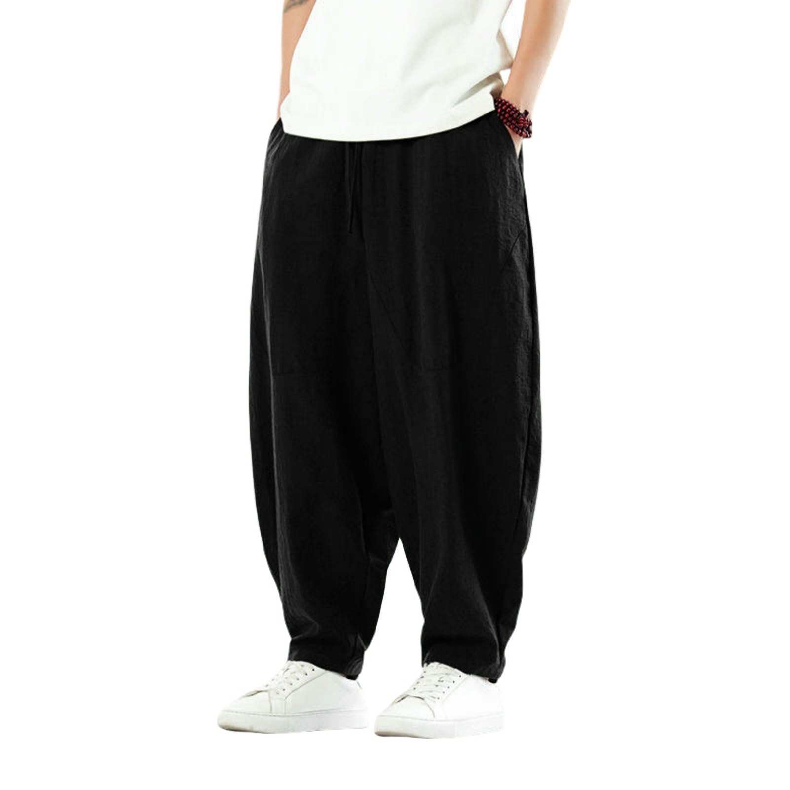 Pantaloni casual da uomo Primavera Estate Stile Cinese Retro Trendy Loose Jacquard Cotone Lino
