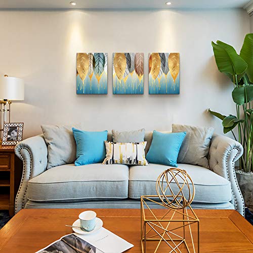 Fashion Wall Art for Living Room Family Wall Decor for Bedroom Modern Wall Decorations for Kitchen Canvas Art Golden Leaves Abstract Paintings Bathroom Hang Pictures Artwork Home Decoration 3 Pieces