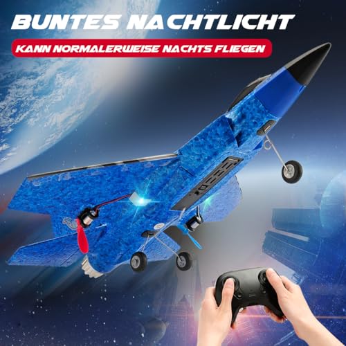 Fremego RC Plane,2.4Ghz 2 Channel F-35 Remote Controlled Airplane Fighter Plane Toy Model with Xpilot Gyroscope System for Beginners Kids Adults (Blue) - Image 4