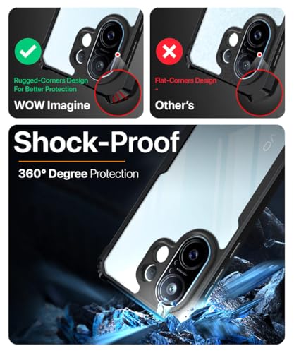 Image of WOW IMAGINE Shock Proof Clear Protective Back Case for Vivo X200 FE - AirEDGE Technology | 360 Degree Camera Protection | Transparent Hybrid Back Case Mobile Cover - Black
