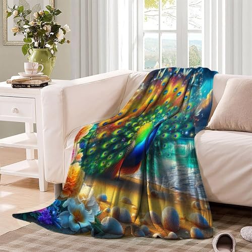Couverture paon chaude couverture microfibre contre le froid lit