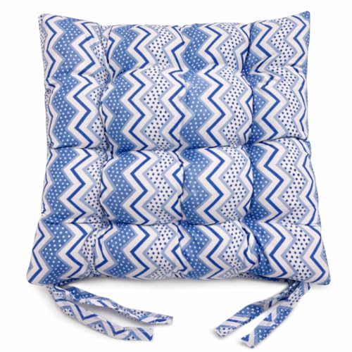 Lot de 4 coussins de chaise à nouer en zigzag pour salle à manger, jardin, cuisine