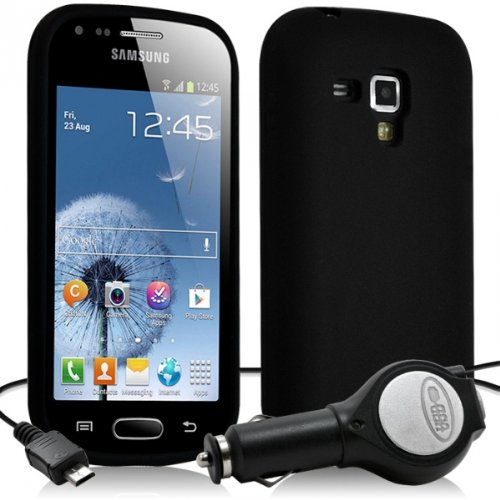 Seluxion – Carcasa Silicona Negro para Samsung Galaxy Trend + cargador de coche