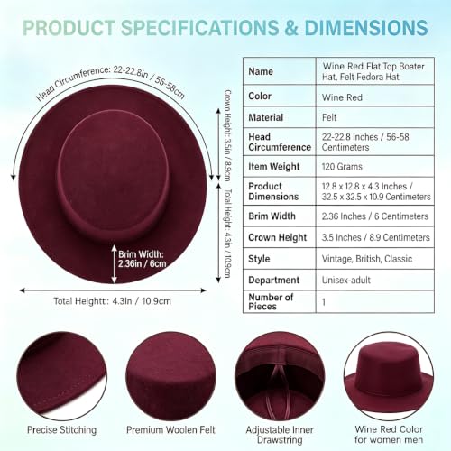 Image of Fedora Flat Hat Classic Wide Brim Cap Panama Style Jazz Hat for Wedding Party Talent Performance Xmas Gift Unisex