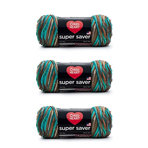 Image of Red Heart Super Saver Yarn, 3 Pack, Reef 3 Count