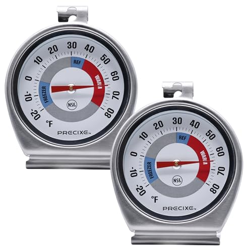2.5 Inch Stainless Steel Fridge and Freezer Thermometer 2-Pack | ...