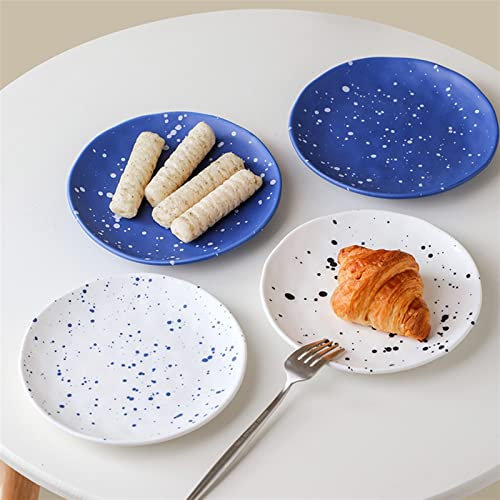 NFEGSIYA Tazas Desayuno Copa Blanco Negro Azul Tazas y Placas Cerámica Café Té Milk Tazas Pan Placa Placa Plato Plato… - Imagen 5