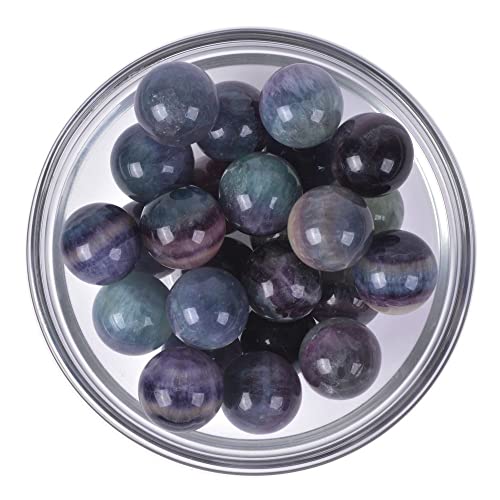 Justinstones Natural Rainbow Fluorite Tumble 20mm Gemstone Healing Crystal Energy Ball Round Sphere Specimen Collection Pocket Palm Worry Stone(Pack of 5) - Thumbnail 2
