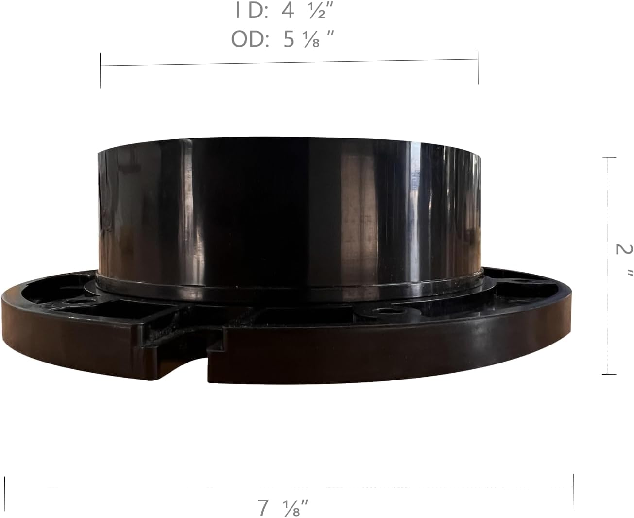 Lesso Level-Fit Straight Centered Closet Flange | 4x4 | ABS Plastic | Toilet-to-Floor Mount (Flange Only)