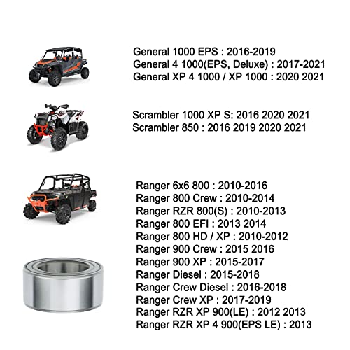 Wheel Hub Bearings Compatible With Polaris Rzr 800 900 1000 4 S Xp Xc Turbo All Models，Sportsman 550 850, Scrambler 850 1000, General 1000, Replace # 3514699，3514627，3514822，3514924，3515090.（2 Pcs) #TOP1