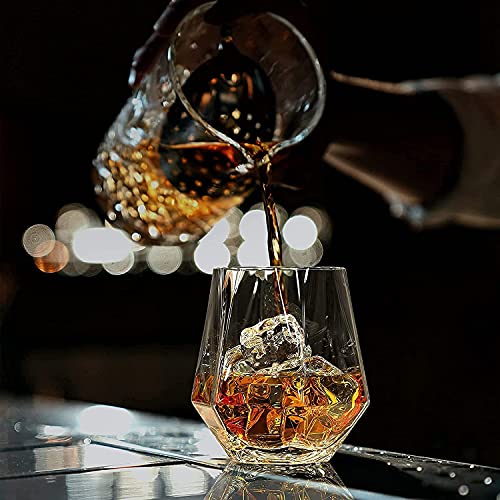 Image of 350ML European Crystal Whiskey Glasses Set of 2 pcs Bar Glass for Drinking Bourbon, Whisky, Scotch, Cocktails, Cognac- Old Fashioned Cocktail Tumblers (Crystal Set of 2)