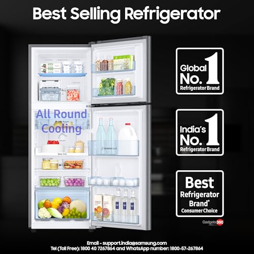 Image of Samsung 236 L, 3 Star, Digital Inverter, Frost Free Double Door Refrigerator (RT28C3053S8 /HL, Silver, Elegant Inox)